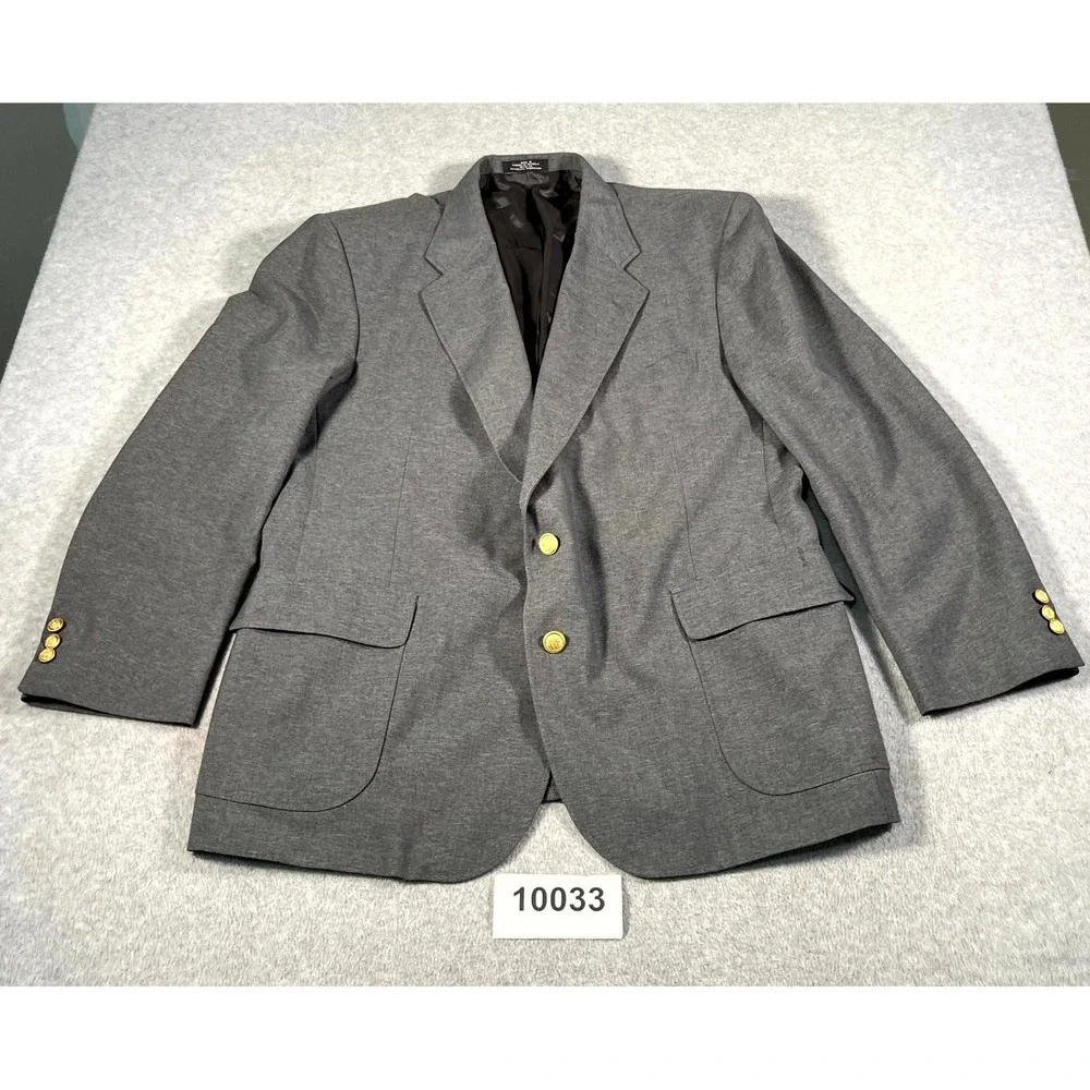 David Taylor Blazer Jacket Mens 46 Gray Lined Notch Lapel Single Breasted Formal